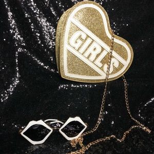 Gold Heart Shaped Glitter Purse